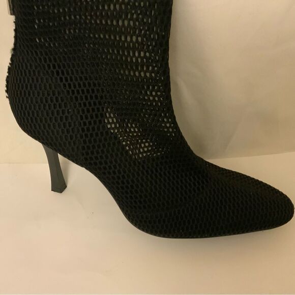 ZARA Ankle Boots Womens Size 41 Mesh Almond Toe Stiletto Heel Back Zip Black - Picture 4 of 9